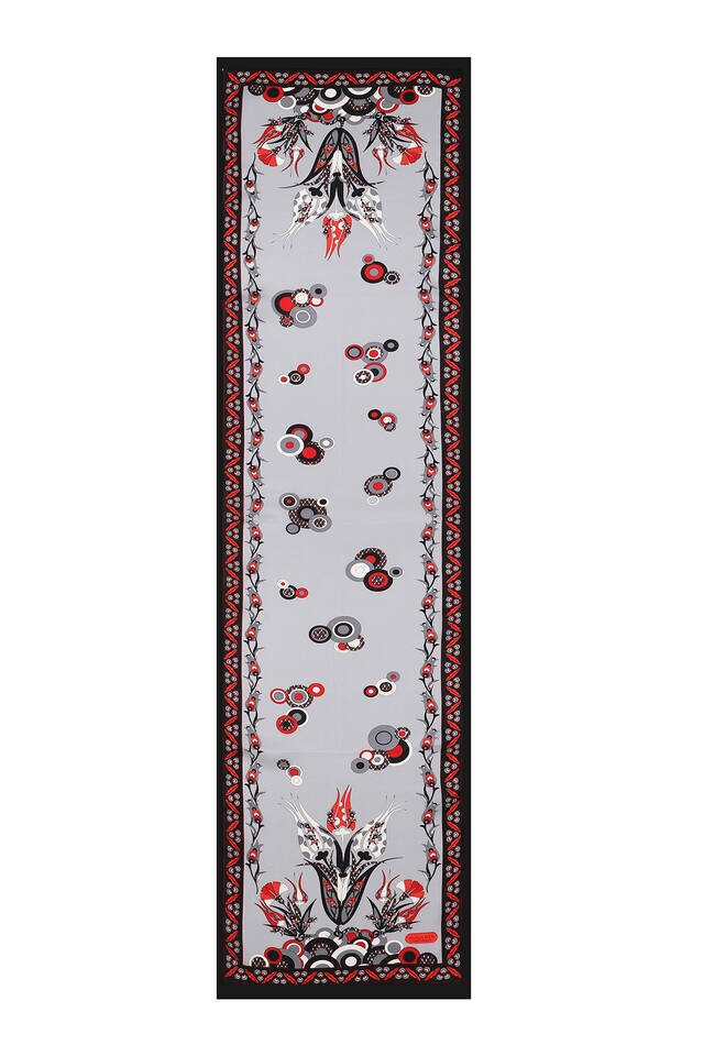 Gray Red Cintemani Narrow Silk Foulard - 4
