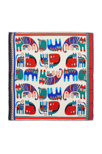 Gray Red Patterned Silky Pocket Square 