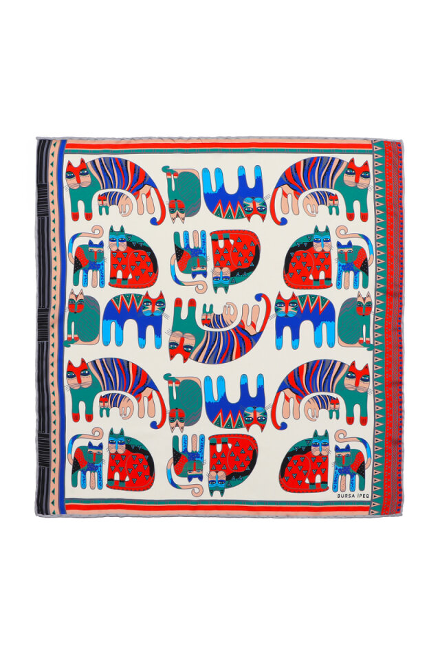 Gray Red Patterned Silky Pocket Square 