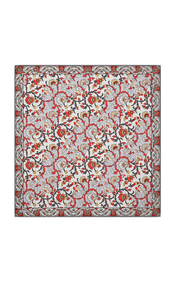 Gray Shawl Pattern Voile Silk Square Scarf - 2