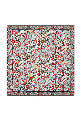 Gray Shawl Pattern Voile Silk Square Scarf 