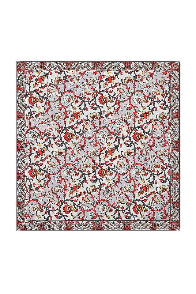 Gray Shawl Pattern Voile Silk Square Scarf 