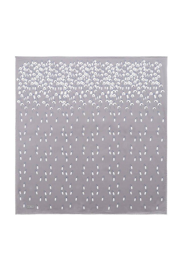 Gray Snowdrop Sura Silk Square Scarf - 2