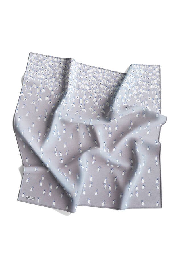 Gray Snowdrop Sura Silk Square Scarf - 4