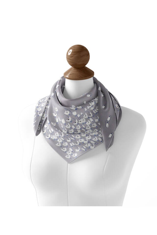 Gray Snowdrop Sura Silk Square Scarf - 3