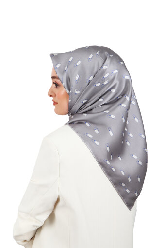 Gray Snowdrop Sura Silk Square Scarf 