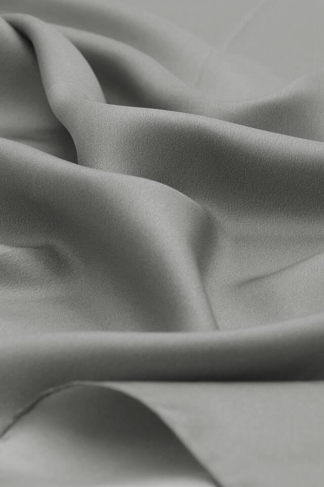 Gray Solid Color Twill Silk Square Scarf - 3