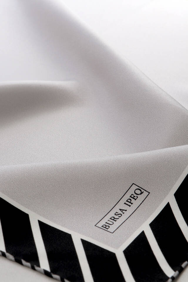 Gray Stripe Pattern Twill Silk Square Scarf - 3