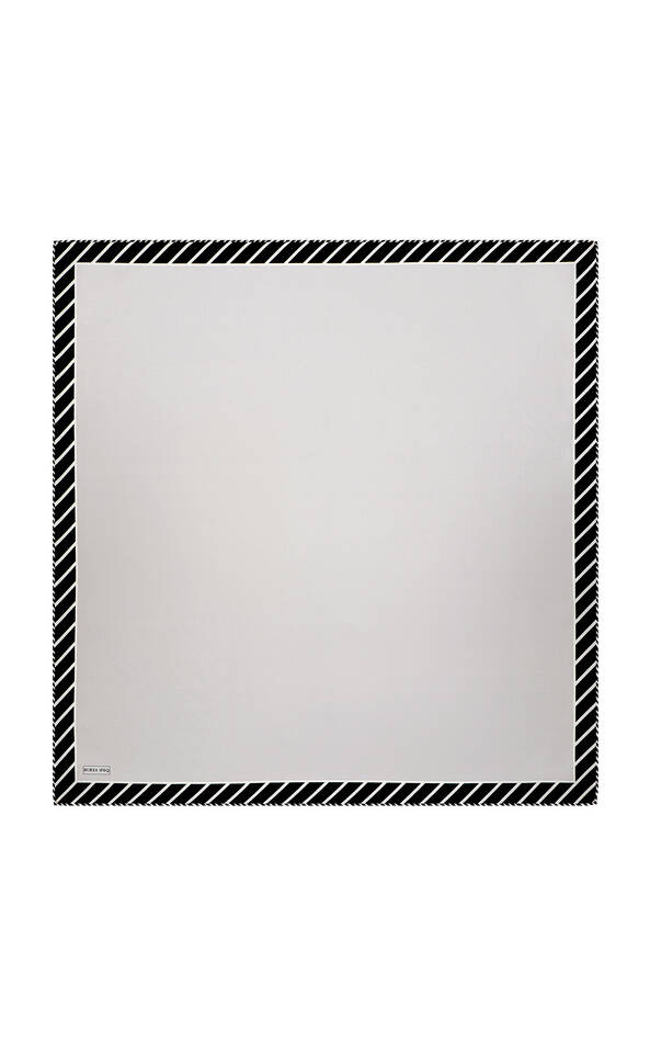 Gray Stripe Pattern Twill Silk Square Scarf - 2