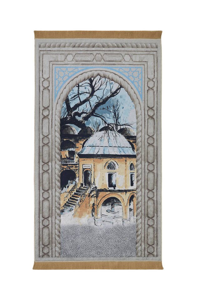 Gray Velvet Carpet Prayer Rug 