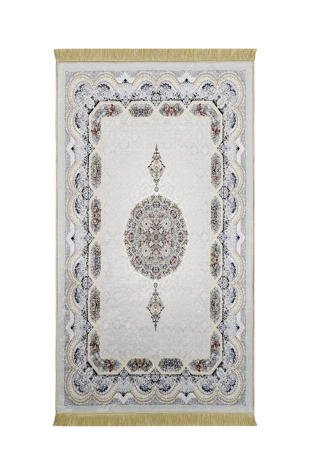 Gray Velvet Carpet Prayer Rug - 1