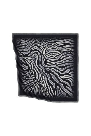 Gray Zebra Pattern Silky Square Scarf 