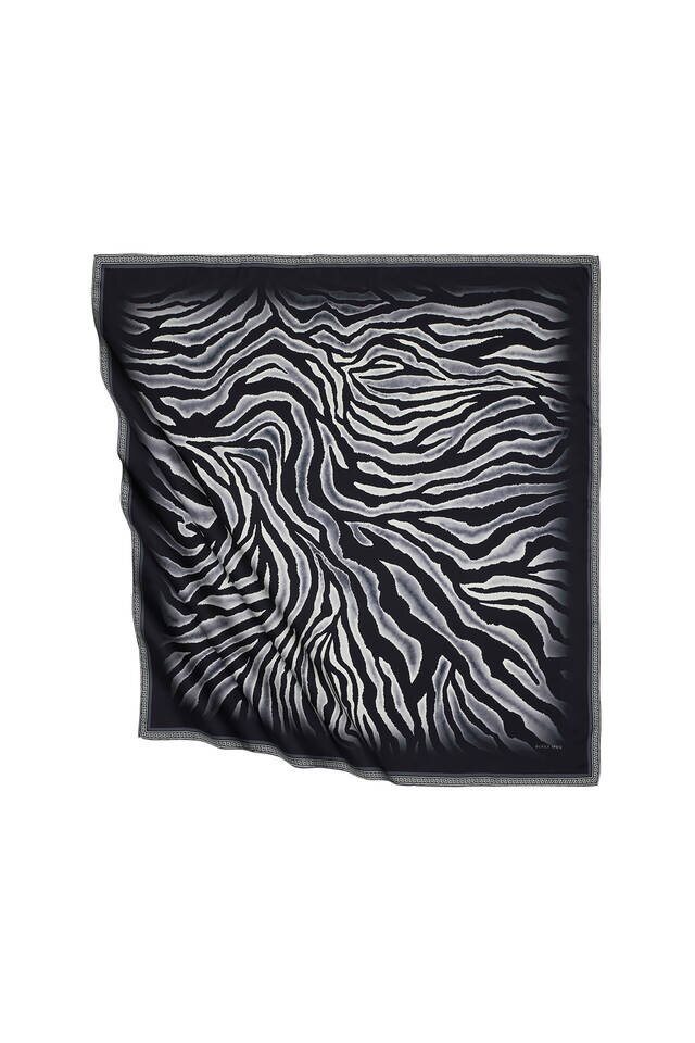 Gray Zebra Pattern Silky Square Scarf 