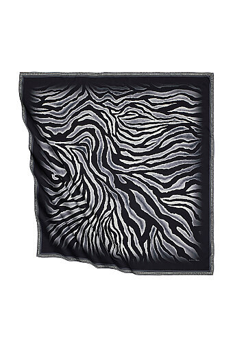 Gray Zebra Pattern Silky Square Scarf 