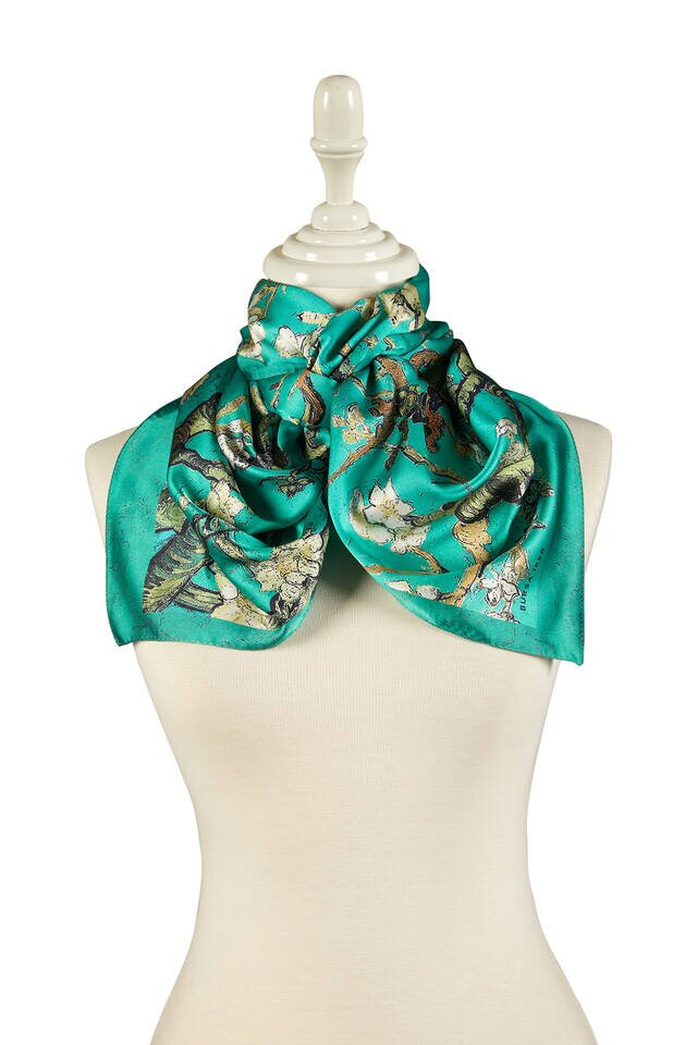 Green Almond Blossom Silky Foulard - 2