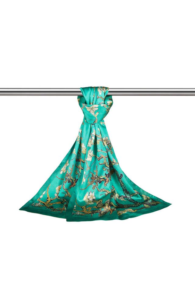 Green Almond Blossom Silky Foulard - 3