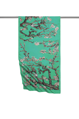 Green Almond Blossom Silky Foulard 