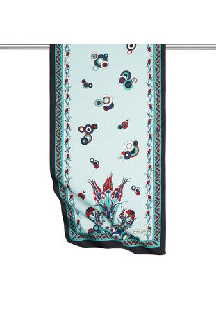 Green Black Cintemani Pattern Narrow Silky Foulard 