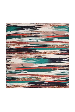 Green Brush Pattern Soft Square Scarf 