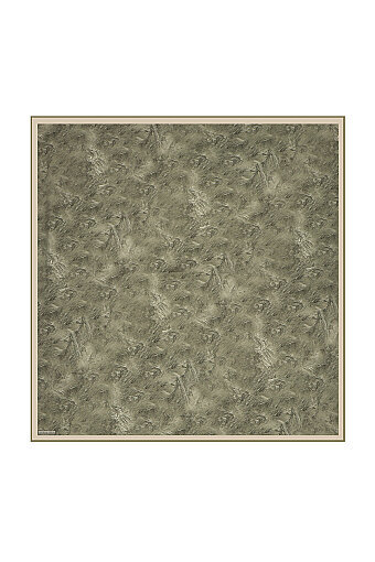 Green Brush Silk Square Scarf 