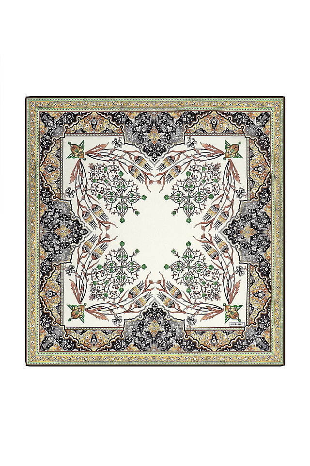Green Candlestick Tulip Pattern Soft Square Scarf 