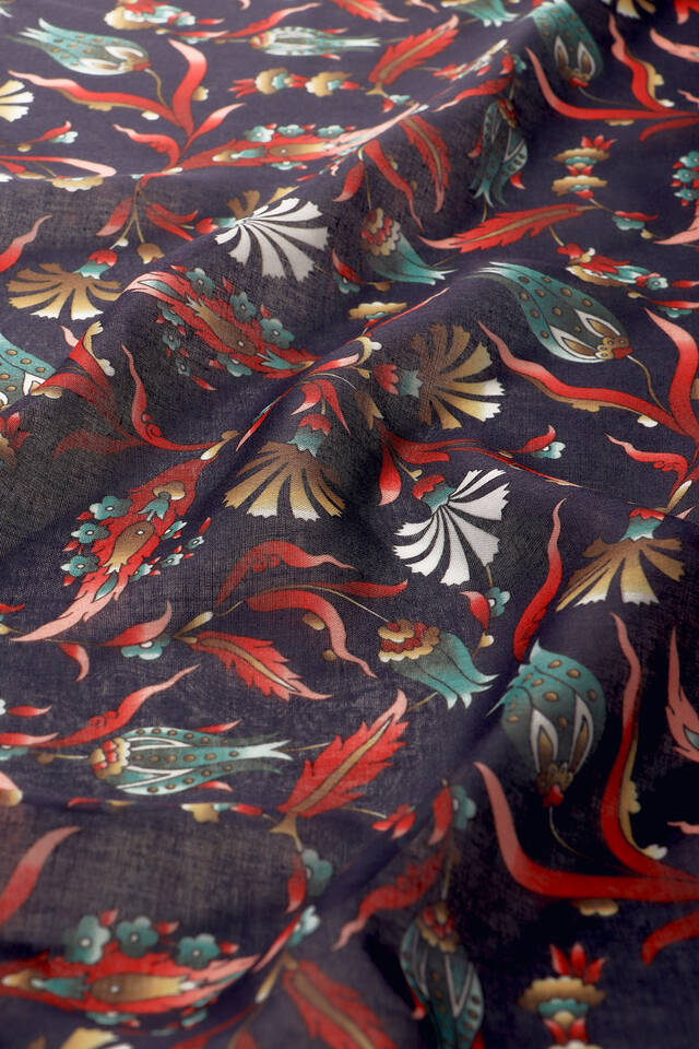 Green Carnation Tulip Pattern Soft Square Scarf - 3