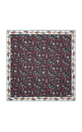 Green Carnation Tulip Pattern Soft Square Scarf 