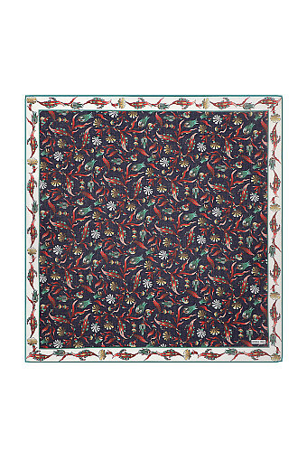 Green Carnation Tulip Pattern Soft Square Scarf 
