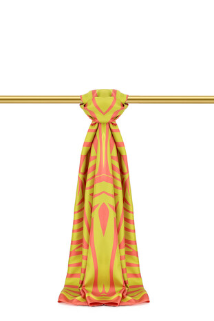 Green Crop Pattern Twill Silk Scarf 