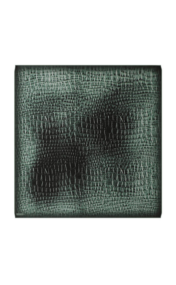 Green Deren Pattern Twill Silk Square Scarf 
