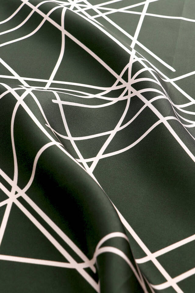 Green Echo Pattern Twill Silk Square Scarf - 3