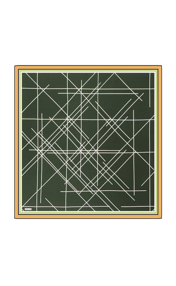 Green Echo Pattern Twill Silk Square Scarf - 2