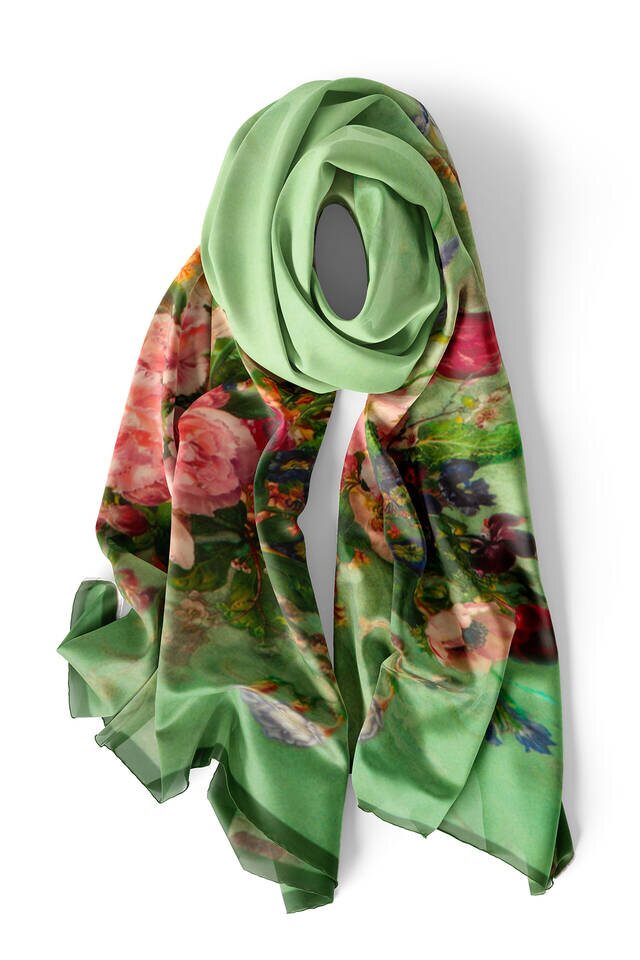 Green Floral Narrow Silk Foulard - 3