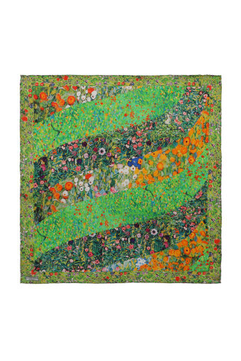 Green Flowers Pattern Silk Pocket Square 