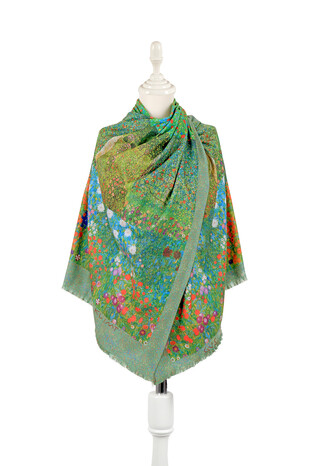 Green Flowers Pattern Winter Shawl 