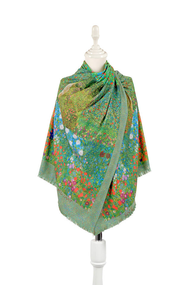 Green Flowers Pattern Winter Shawl - 1