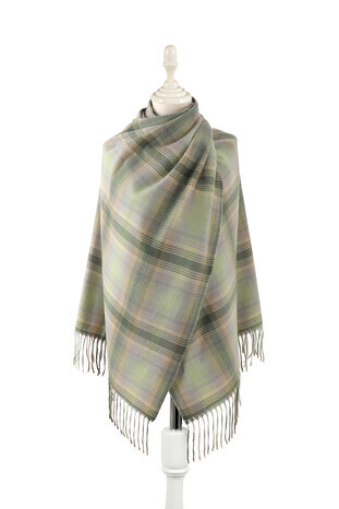 Green Gray Patterned Winter Shawl 