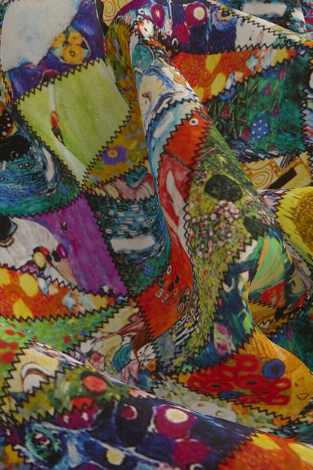 Green Gustav Collage Pattern Silk Pocket Square - 3