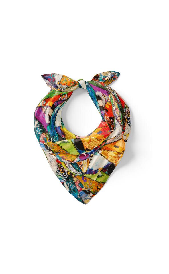 Green Gustav Collage Pattern Silk Pocket Square - 2