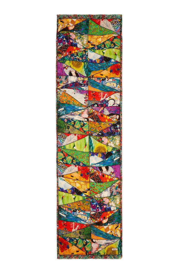 Green Gustav Collage Silk Painting Foulard - 5
