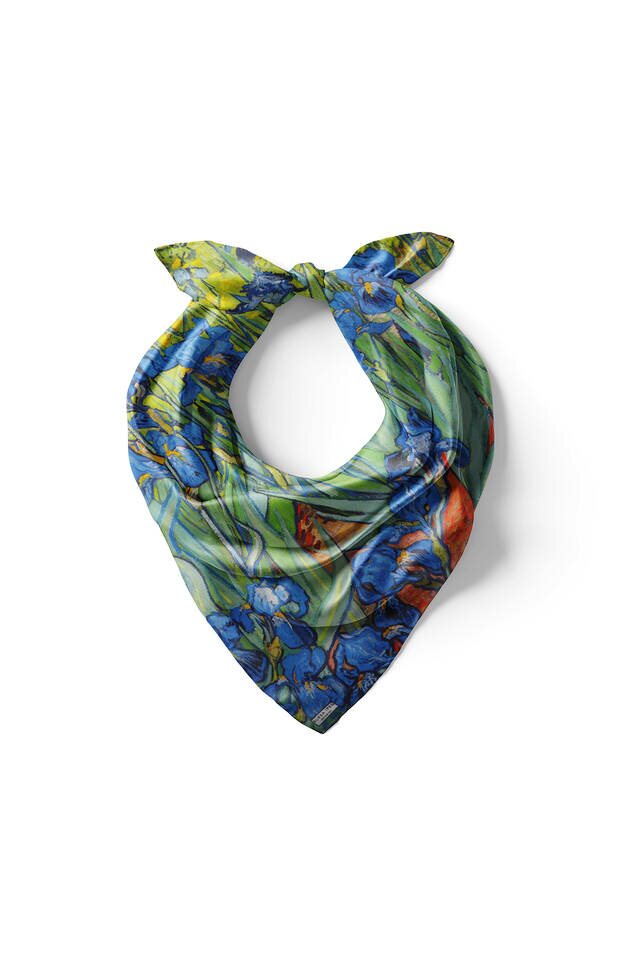 Green Irises Pattern Silk Pocket Square - 2