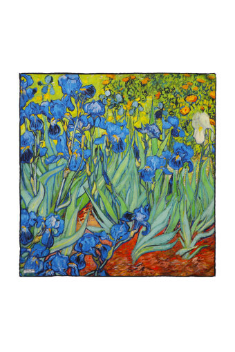 Green Irises Pattern Silk Pocket Square 