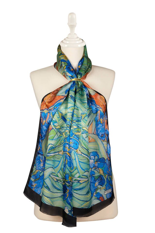 Green Irises Silk Table Foulard 