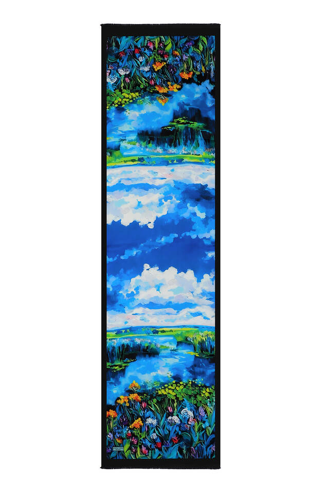 Green Landscape Pattern Silk Foulard - 5