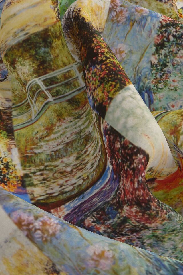 Green Monet Collage Pattern Silk Pocket Square - 3