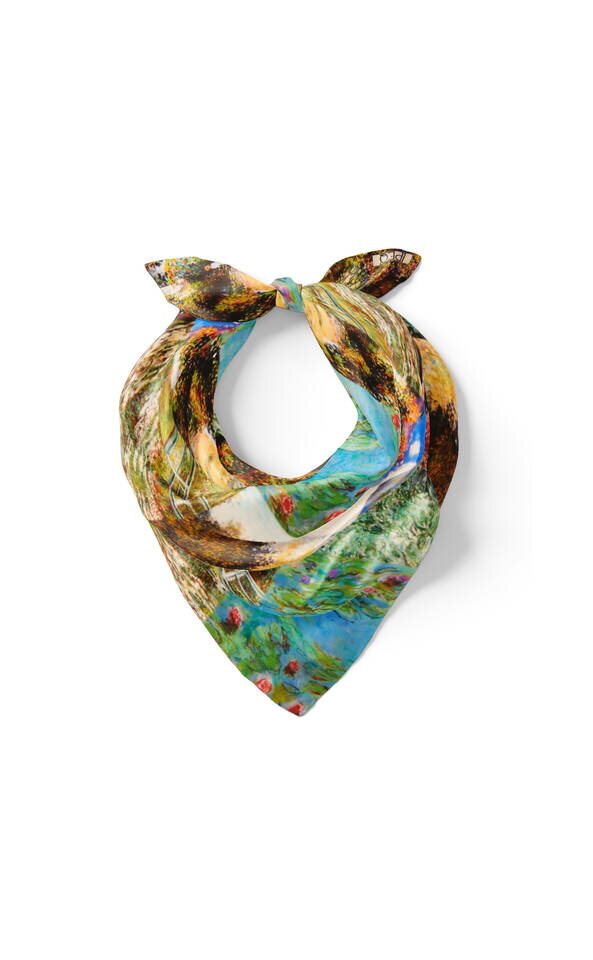 Green Monet Collage Pattern Silk Pocket Square - 2