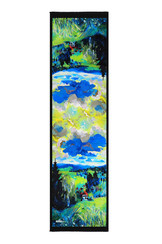 Green Nature Pattern Silk Foulard - 5