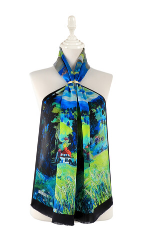 Green Nature Pattern Silk Foulard 