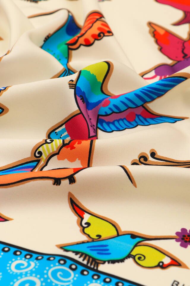 Green Purple Patterned Silky Pocket Square - 3