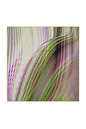 Green Rainbow Pattern Sura Silk Square Scarf 